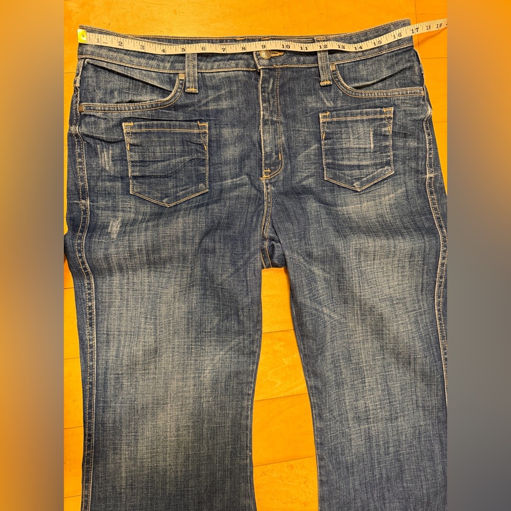 Frankie B. Boot Cut Blue Denim Jeans Patch Pockets in Front - Made In USA - 32 - Picture 12 of 16